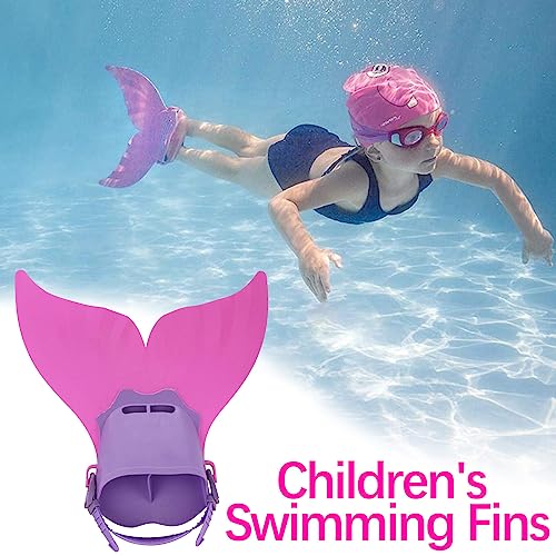 Mermaid Monofin Swim Fin, Adjustable Mermaid Swim Fin for Swimming Training, Kids Mermaid Flipper Water Sports Training Foot Flipper, Swim Fin for Kids, Monofin Mermaid Tails for Swimming (Pink)
