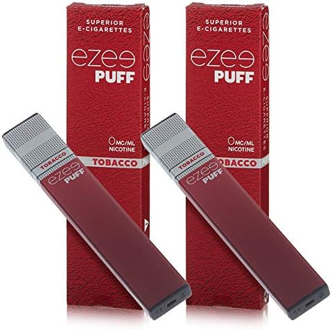 Ezee Puff Disposable E-Cigarette Tobacco Flavour E-Liquid Nicotine Free Electronic Cigalike 280mAh Battery Vape Pen Pack of 2