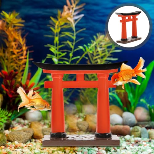 Image of BESPORTBLE Mini Torii Gate Aquarium Decor Resin Ornament for Japanese Zen Garden and Fish Tank Small Traditional Shinto Shrine Model 3.54 Inch