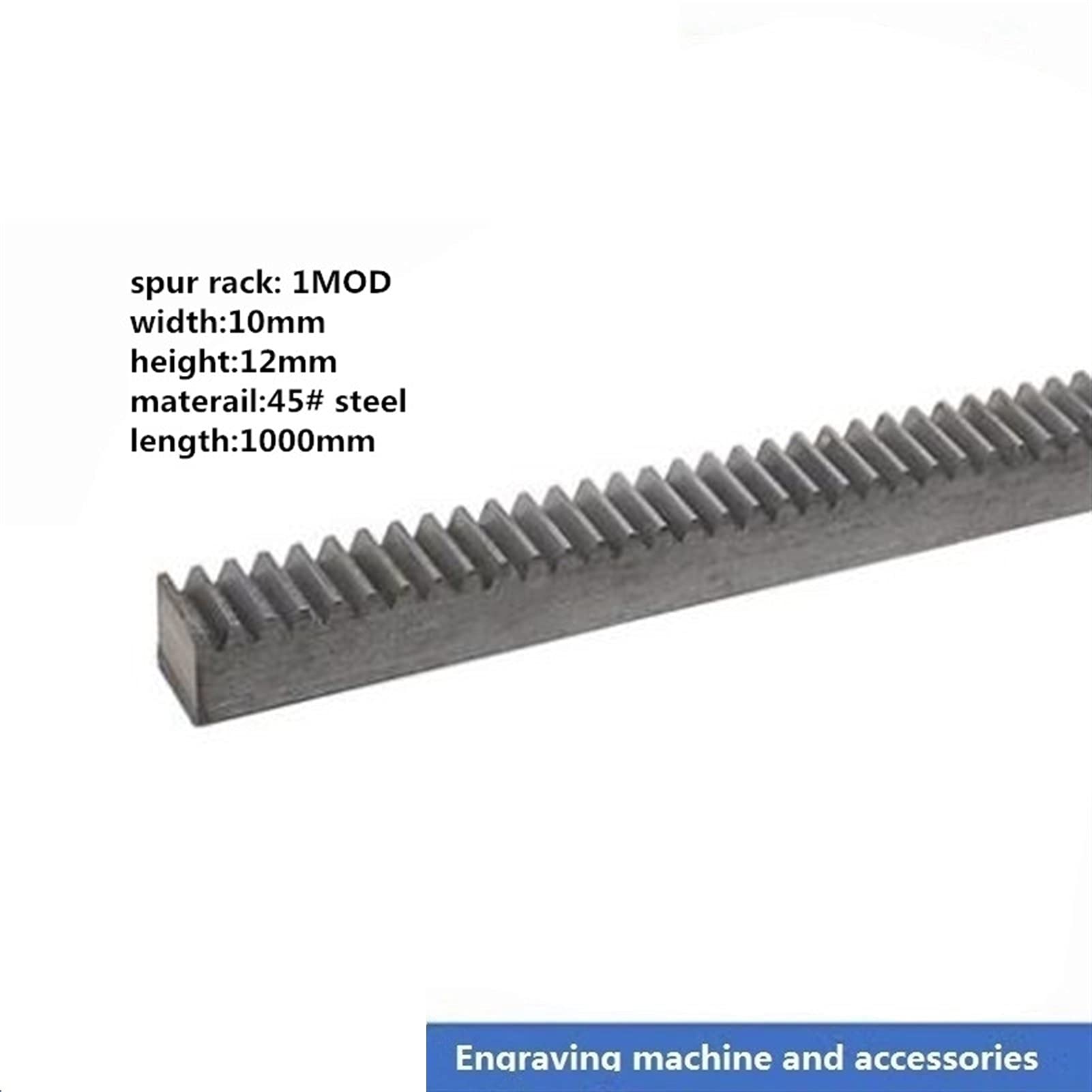 MKSIWSA Industry Spur Gear Rack Standard Size for M1-10x12 Length 1000mm Rack Precision Rack (Straight Teeth) CNC Machine (Color : 1000mm no Processing)