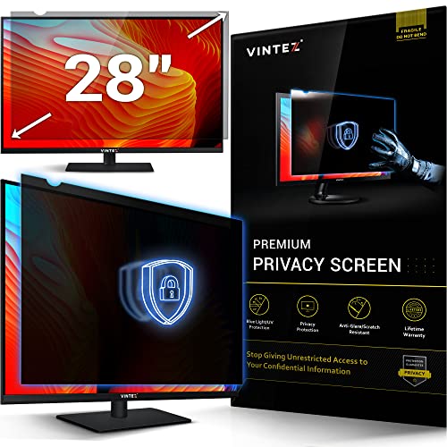 Vintez 28 Inch Computer Privacy Screen Filter For 16:9 Widescreen Computer Monitor - Anti-Glare - Anti-Scratch Protector Film - Data Confidentiality Shield #TOP24