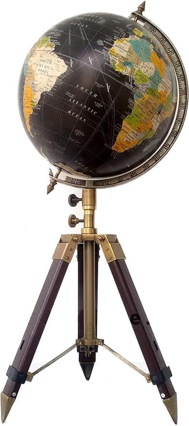 World Globes for Adults | Decorative Large World Globe with Stand 12 inch, with Tripod Stand, Adjustable Height-Black