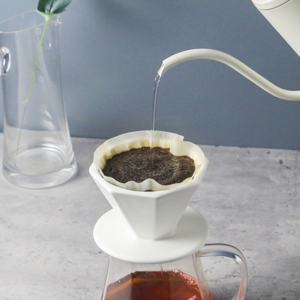 Filtre à café en céramique réutilisable octogonal Pour Over Dripper pour sacs Melitta - Extraction à paroi spirale Noir S (Black L)