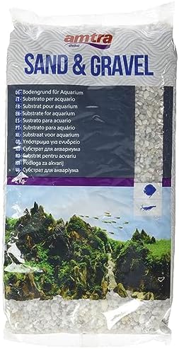 Amtra Gravel Noa, Grava Natural Para Acuarios, Piso Decorativo, Granos Gruesos Blancos De 2-5 Mm, Tamaño 2Kg