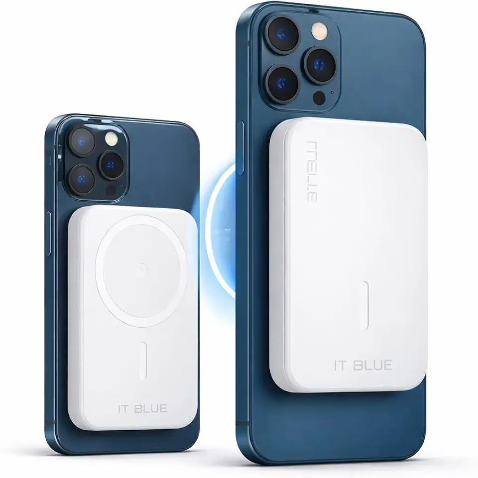 Power Bank 5000 mAh MAX-0555, Carregador Magnético Sem Fio 7.5W e 15W Rápido, Bateria Portátil para iPhone 12 13 14 15 e Android, Compacto e Leve
