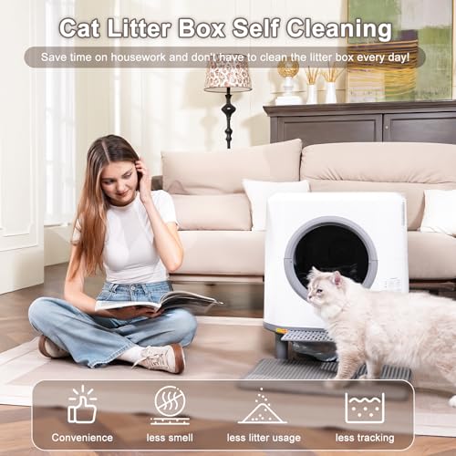 Automatic Litter Box, Self Cleaning Litter Box, Odor Control, 90L Large Capacity with APP Control and Safety Sensor, Ellenpent, for Multiple Cats, Large Cat, with 3 Rolls Garbage Bags - Image 3