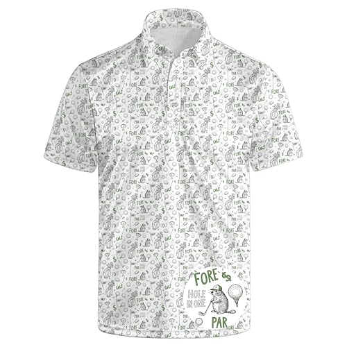 Wemkuqa Funny Groundhog Golf Shirts for Men Golf Lover Moisture Wicking Fun Polo Shirts for Men Quick-Dry Short Sleeve Men's Fun 3D Print Golf Polo Shirts - Funny Groundhog L