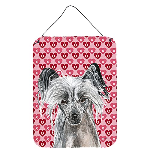 Caroline's Treasures SC9564DS1216 Chinese Crested Hearts and Love Wall or Door Hanging Prints Aluminum Metal Sign Kitchen Wall Bar Bathroom Plaque Home Decor Front Door Plaque, 12x16, Multicolor