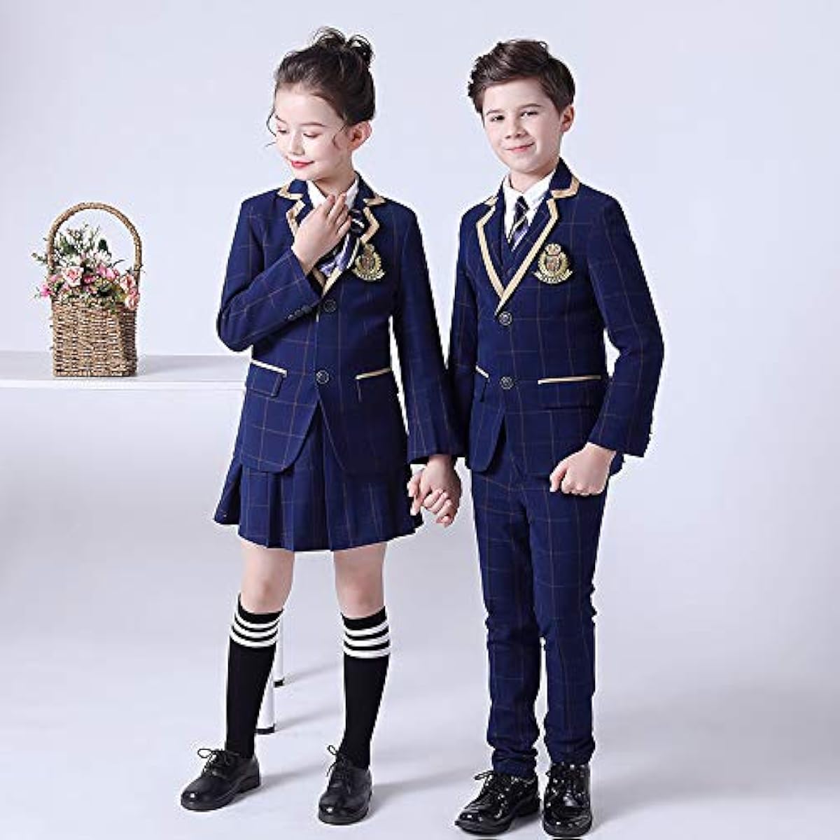 大幅に割引 卒業式 入学式 スーツ チェック柄 女の子 男の子 制服 紺 スーツ ジュニアスーツ 100cm 180cm キッズ 卒業式服 フォーマル 子供スーツ 小学生 中学生 大きいサイズ 七五三 卒園式 入園式 卒服 ネイビー 男の子6点セット 130cm キッズコスチューム