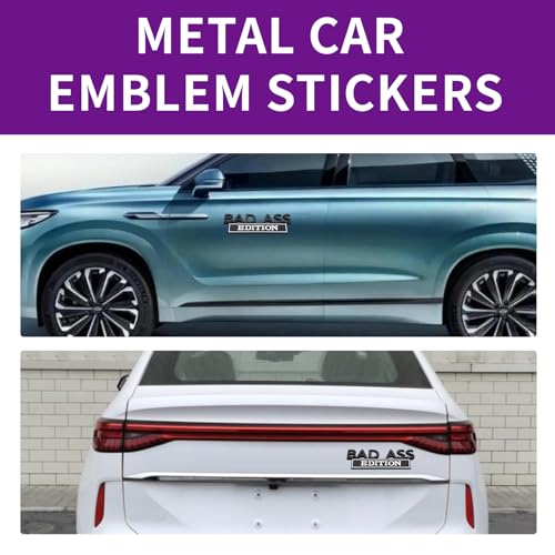 Image of Car Modification Label, Bad Ass 3D Fender Badge Decal Car Sticker, Car Funny Modification Label Decal, Car Fender Bumper Sticker Body Sticker Fit for Universal Vehicle(Black /Silver)