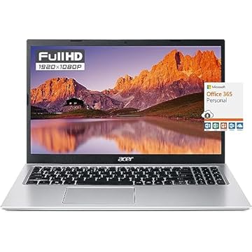acer Aspire Slim Laptop para estudantes de negócios, tela FHD de 15,6 polegadas, processador Intel Celeron N Series, 12GB RAM 256GB SSD, WiFi, Webcam, RJ-45, USB Type-A&C, Windows 11, 1 ano Microsoft 365 + Mousepad
