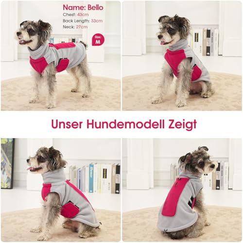 KONVINIT Hundepullover für Mittelgroße Hunde - Fleece Winddichter Winterpulli Hunde Wintermantel mit Doppelschicht und Reflektorstreifen,Hundemantel für Dackel