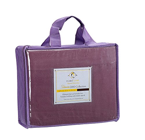 Clara Clark ® Premier 2000 Collection Bed Sheet Set, King Size, Purple Eggplant
