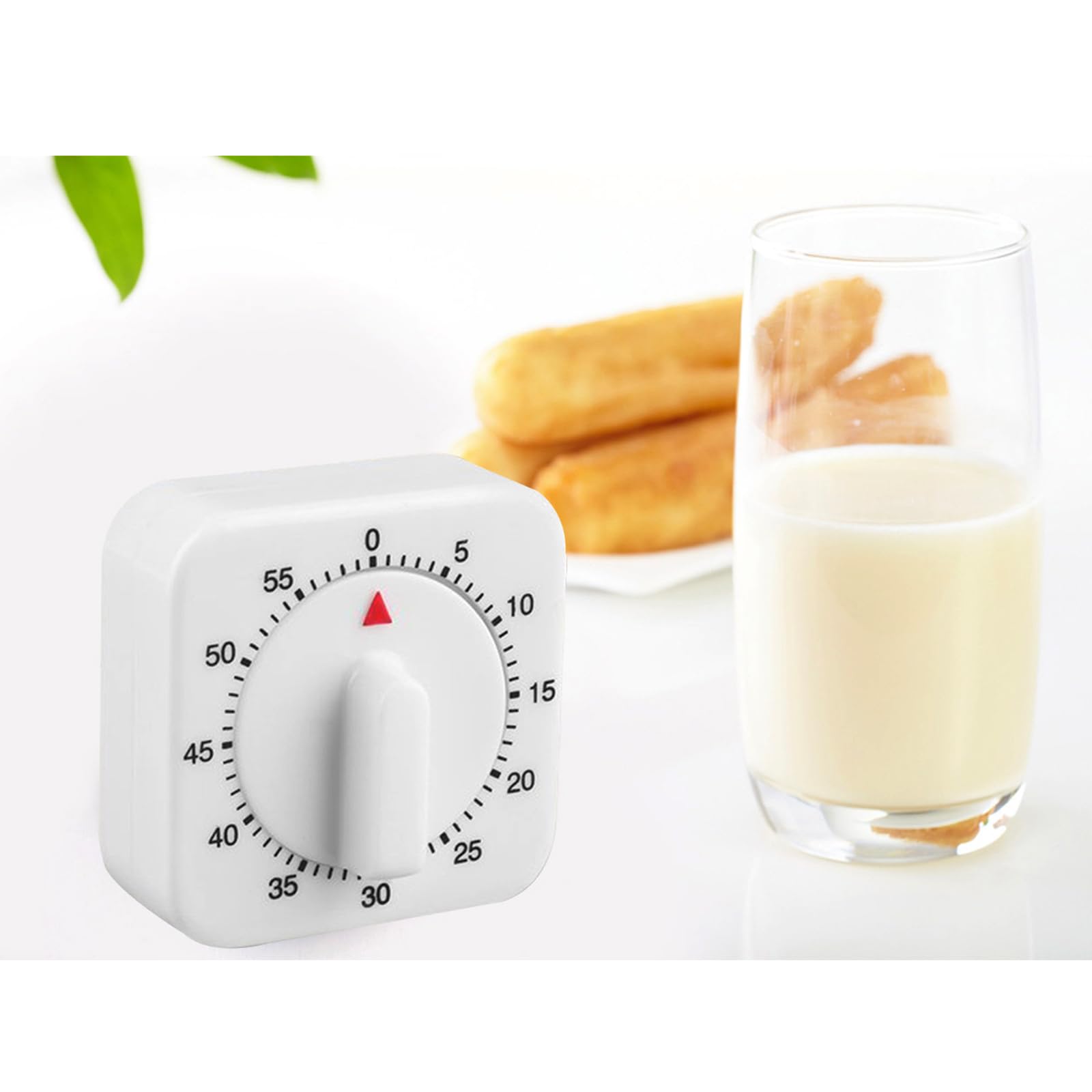 Timer da cucina meccanico da 60 minuti con allarme forte, conto alla rovescia senza batteria necessaria per forno, cottura, esercizi, fitness, insegnamento, aula e studio (bianco, taglia unica