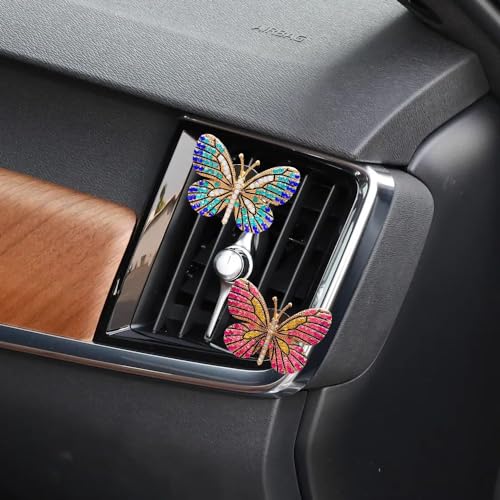 Image of ZOSTLAND Rhinestone Car Decorative Clip,Car Air Fresheners,Metal Vent Clip,Bling Auto Air Vent,Personalized Automotive Interior Decoration Accessories,Auto Decor Gift for Women,Men(2pcs Butterfly)