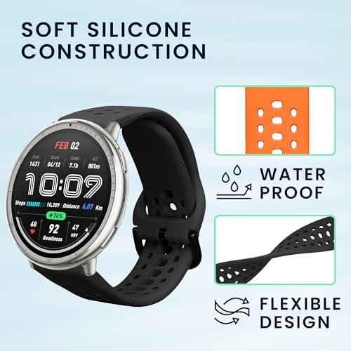 kwmobile 2X Sportarmband kompatibel mit 20mm Amazfit Active 2/2 Square/Active Edge/Bip 3 / GTS 3 4 Armband - Fitnesstracker Band Set aus TPU Silikon