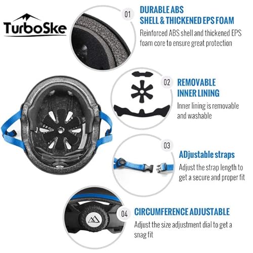 image for TurboSke Skateboard Helmet, BMX Helmet, Multi-Sport Helmet, Bike Helme