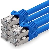 1aTTack.de 0,5m – blu – 5 pezzi – CAT.7 Cavi di Rete (Set) CAT7-10000 MBit/s S-FTP doppia schermatura PIMF 600MHz 4x2xAWG26 / 7 CU rame non contiene alogeni compatibile con CAT5e CAT6 CAT 6a Cat8