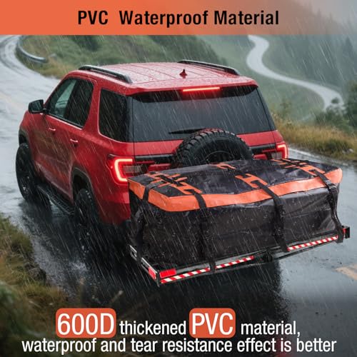 Plutohiker Dachbox Auto,Heckbox für Anhängerkupplung 425 Liter Pro 600D PVC Car Cargo Rooftop Box Wasserdicht Reißfest Faltbare Gepäckbox