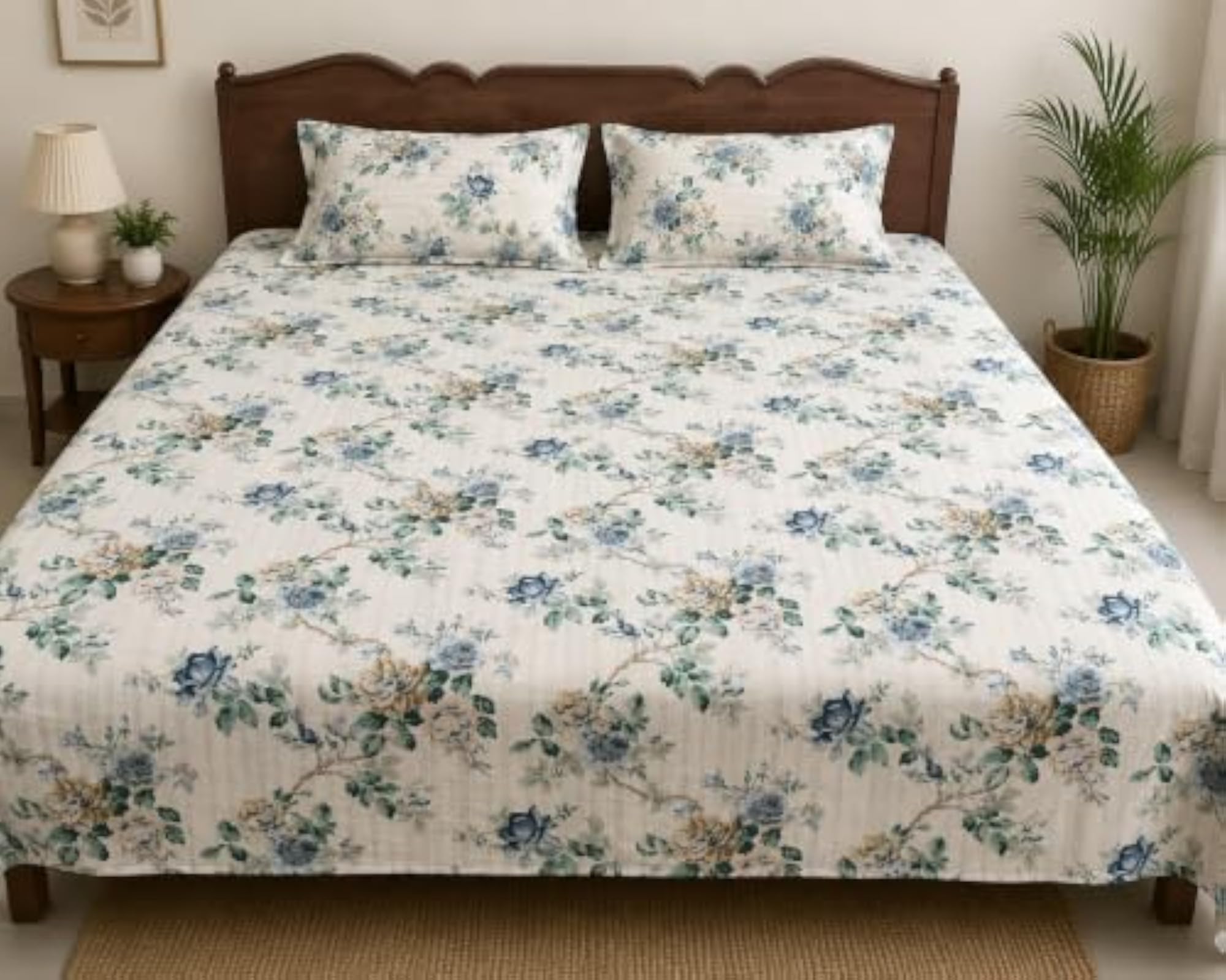 Sanganeri Floral Printed 100% Cotton Double Bedsheet