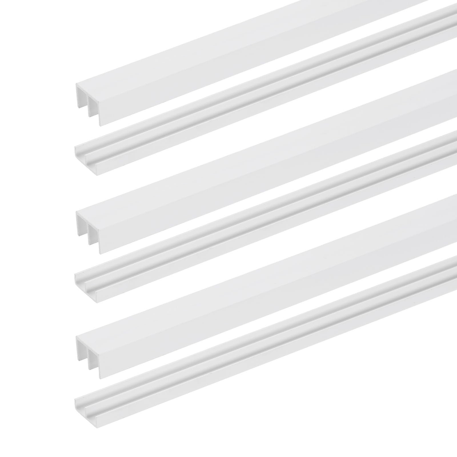 sourcing map 3 Sets Sliding Door Track Fit 6mm Thick Panel, Plastic Upper & Lower Window Sliding Track Set for Glass Cabinet Closet Door Window (40cmx15mm, White)