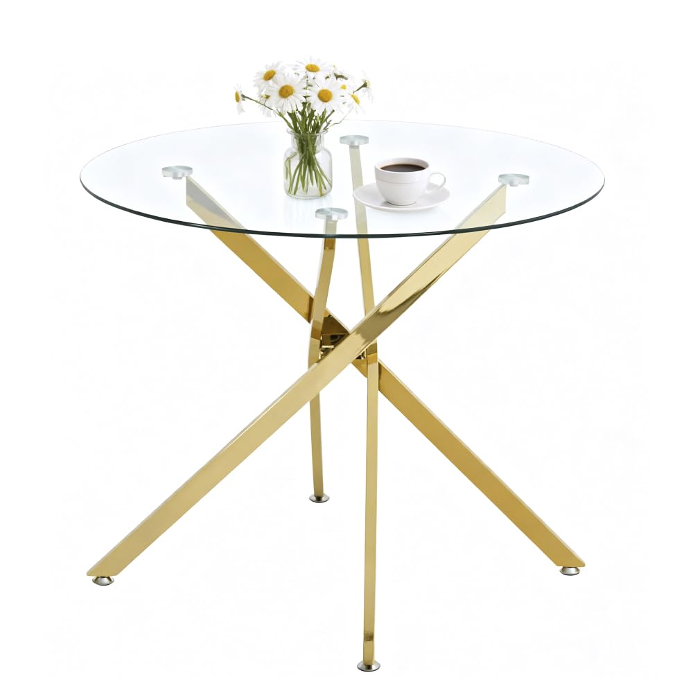Table à manger ronde en verre pour nettoyer facilement et optimiser l'espace