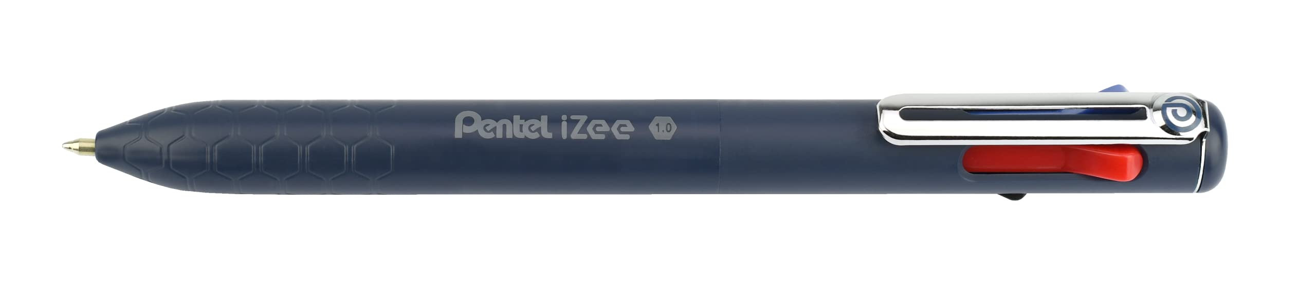 Pentel BXC470-DC iZee 4-Colour Ballpoint Pen - Choice of Colours (Black/Red/Blue/Green) via Side Pushers in Ink Colour, 0.5 mm Line Width, Refillable, Pack of 1