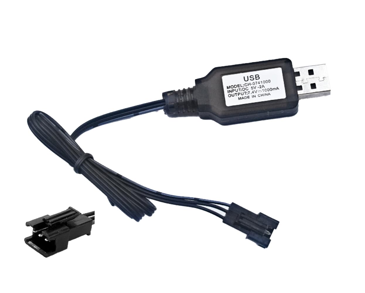 SM-3P USB Remote Control Toy Battery Charger,7.4V 1000mAh USB Charger Cable with SM-3P Plug Connector for Remote Control Toys RC Car Truck Boat Toy