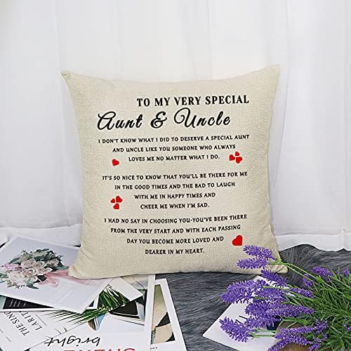 to Aunt Uncle Gifts Linen Pillow Cover Christmas Birthday Gifts for Aunt Uncle from Nephew Niece Aunt Uncle Thank You Gift Decorative Cushion Cover Throw Pillow Case Pillowcase for Sofa Car 18" x 18"