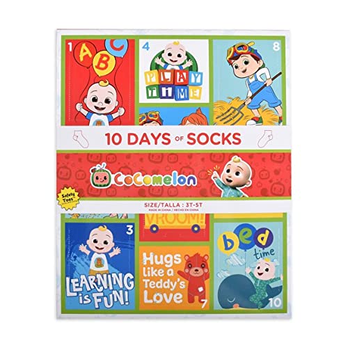 Cocomelon Toddler 10 Days of Socks, 10-Pack (2-4 Years)