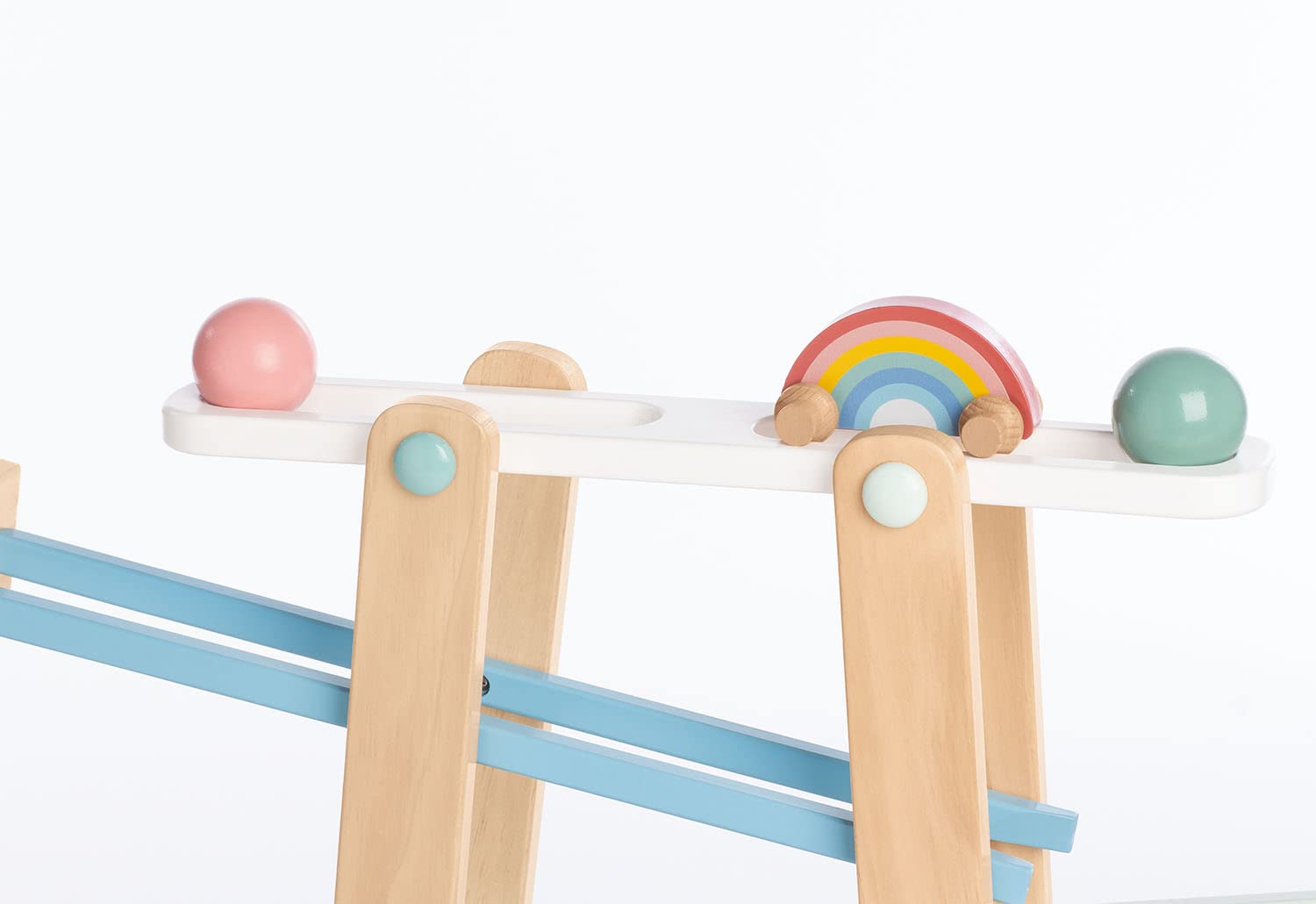 PINOLINO Regenbogen Kugelbahn Kuno, 8-teilig, aus Holz, L 68, B 25, H 56 cm, für Kinder von 3 – 6 Jahren