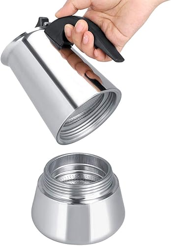 Miniatura 7 de Fdit Olla de café portátil de acero inoxidable Moka Maker Mocha Pot Moka Stove 3.4fl oz6.8fl oz10.1fl oz15.2fl oz (4#)