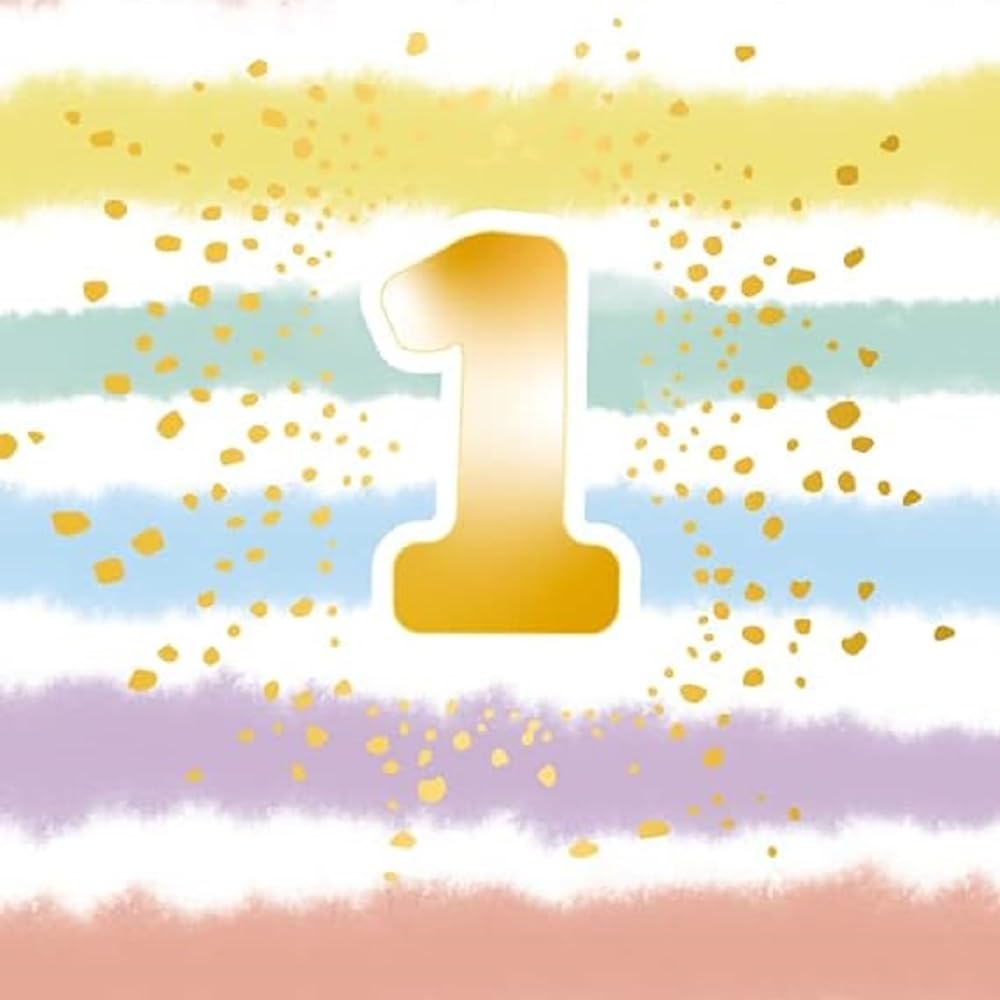 Amscan 9913410-1st Birthday Rainbow Paper Napkins - Pack of 16-33 x 33 cm