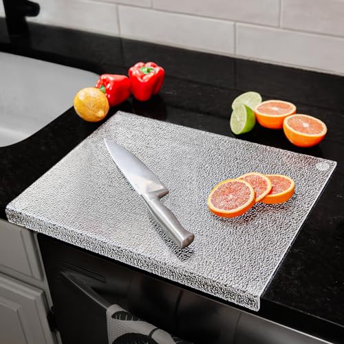 Acrylic Cutting Board With Counter Lip | 17" x 13" Large Acrylic Cutting Board | Textured Non-Slip Kitchen Cutting Board For Countertop | Over The Counter Cutting Board Acrylic Cutting Board With Counter Lip | 17" x 13" Large Acrylic Cutting Board | Textured Non-Slip Kitchen Cutting Board For Countertop | Over The Counter Cutting Board
