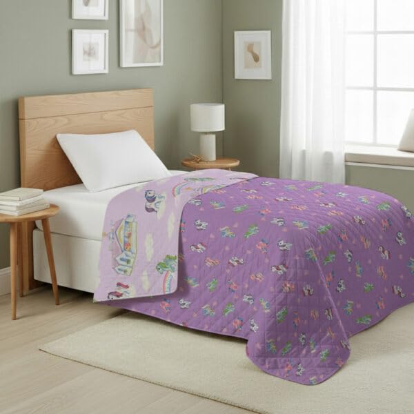 Image of Northwest My Little Pony Vintage Pony Party Quilted Throw Blanket - Official Fleece Blanket Featuring Classic Ponies, Soft Lightweight Bedding for Bed, or Couch, 60 x 80 Inches