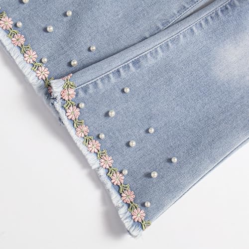 Girls’ Stretchy Elastic Waist Flared Jeans Blue Bell Bottom Denim Toddler to Kids4