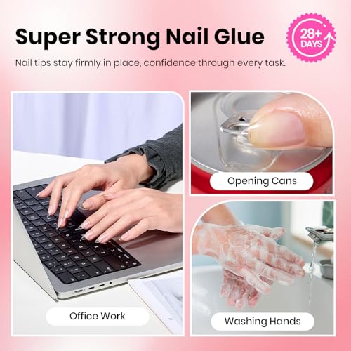 Image of Beetles Super Strong Nail Glue for Press on Nails, Strong Nail Glue | 10ML 3Pcs Brush on Glue for Acrylic Nails, Nail Tips Quick Dry No Uv Light Needed