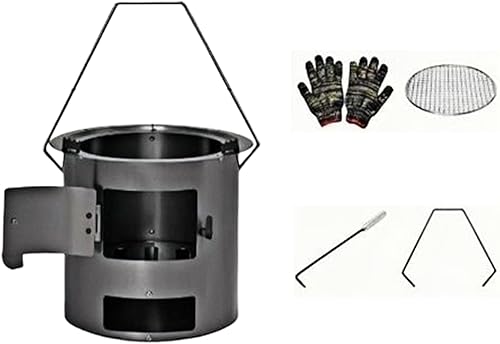 Wood Stove  Compact Burner with Handle - Camp Stove with Grill Grate and Gloves,for Outdoor Backpacking Hiking Cooking