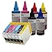 KIT 6 CARTUCCE VUOTE RICARICABILI CON CHIP AUTORESET + 6X 100ML INCHIOSTRI DI RICARICA PER EPSON T0801 T0802 T0803 T0804 T0805 T006 CON STAMPANTE Epson Stylus Photo PX650 / PX660 / PX700W / PX710W / PX720WD / PX730WD / PX800FW