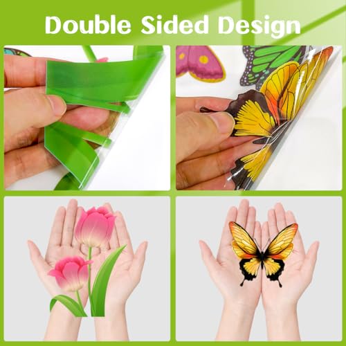 Zindoo 9 Sheet Spring Summer Garden Flower Window Clings - Image 3