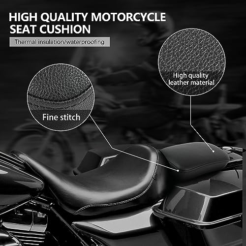 Image of DREAMIZER Black Pillion Passenger Pad Seat Universal Motorcycle Solo Seat Rear Cushion 8 Suction Cups Compatible with Harley Sportster XL 883 1200 Forty Eight Dyna Chopper Bobber Custom