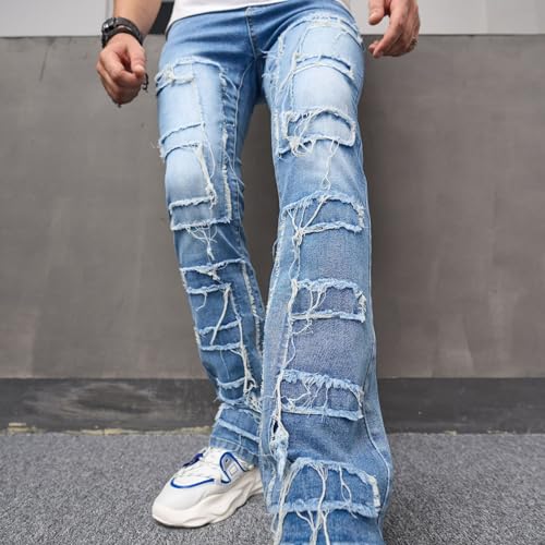 Men Stretch Fit Skinny Stacked Ripped Slim Fit Jeans Y2K Denim Pants Slim Fit Trousers Streetwear4