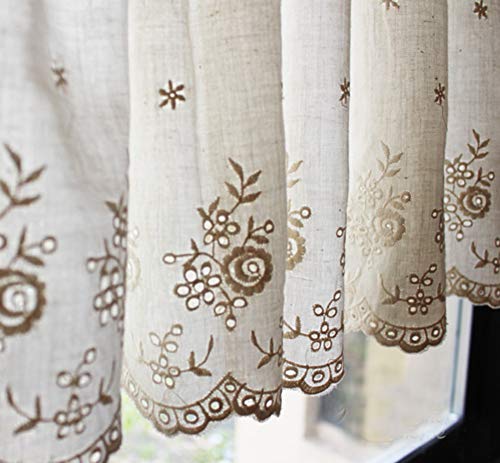 Cortinas de cafetería cortas en lino y algodón decorativas para ventanas pequeñas 4