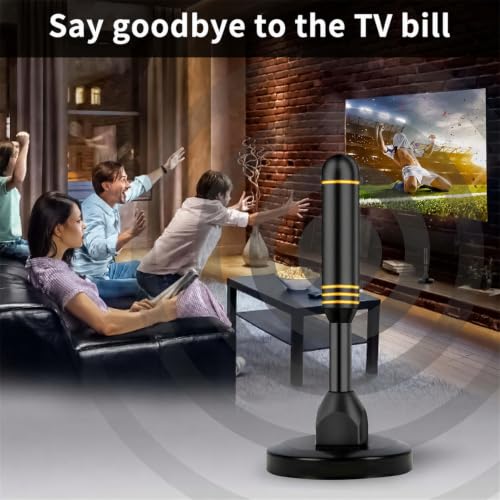 Image of Indoor TV Antenna with 2 Signal Boosters & 32FT Cable - Digital Antenna for Smart TV, Magnetic Base, Supports 4K 1080p - Dual Amplifiers for Long Range Reception of Local Channels(Gold)
