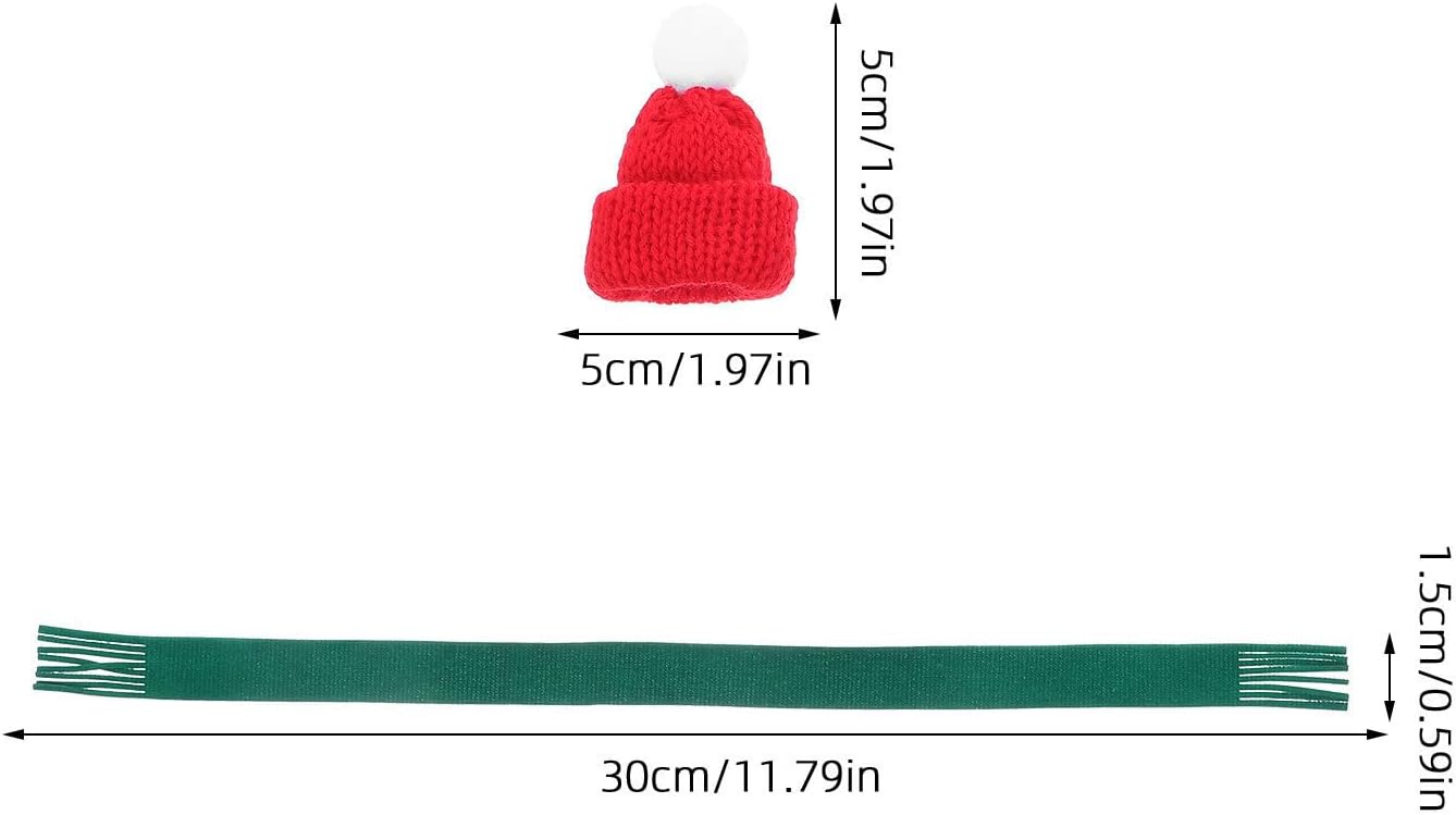 Mini Knit Christmas Hat and Scarf Set 20pcs for DIY Crafts Xmas image 2