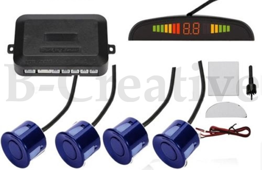 b-creative New 4 sensori di parcheggio LED blu display auto Reverse backup radar System