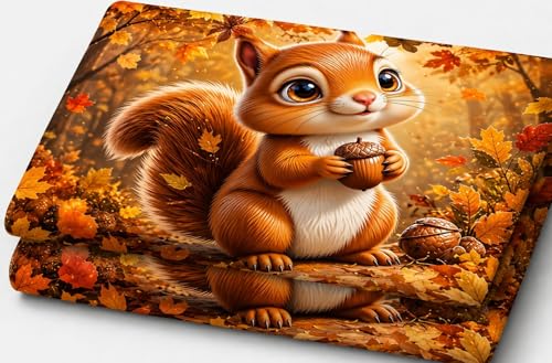 Image of RUMPS 7D Digital Cute Squirrel Kids Bedsheet with 2 Pillow Covers, King Size Flat Bedsheet 90x100 Inch, Cartoon Animal Printed Bedsheet