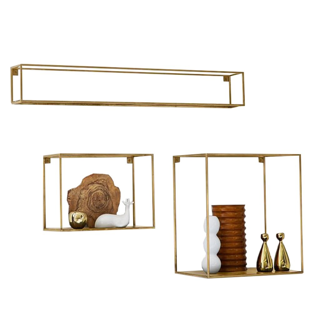 Baldas flotantes Estante Flotante de Pared de Hierro para Sala de Estar Pantalla de Almacenaje de Estante Unidad de Decoración de Bastidor Marco Retro Loft Estilo Industrial Conjunto de 3