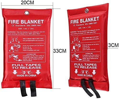 Fire Blankets Fiberglass Retardant Blanket - 3.3X3.3Ft Square Fire Suppression Tool Emergency Survival Kit Durable For People Accidental Safety For Home House Office Fireplace Car Kitchen(2 Packs) #TOP1