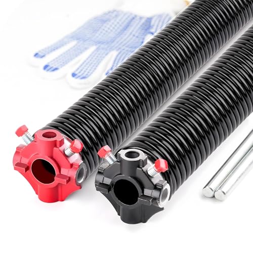Image of Pair of 2 inch Garage Door Spring (0.234X2 inchX31 inch) with Winding Bars, L&R | For Standard Residential Garage Doors, Black-Coated, Oil-free & Easy DIY, Includes User Manual & Gloves, Min 16,000 Cycles